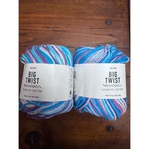 Big Twist Favorite Cotton Yarn Magical Mermaids Blue Purple 2 Skeins 100% Cotton